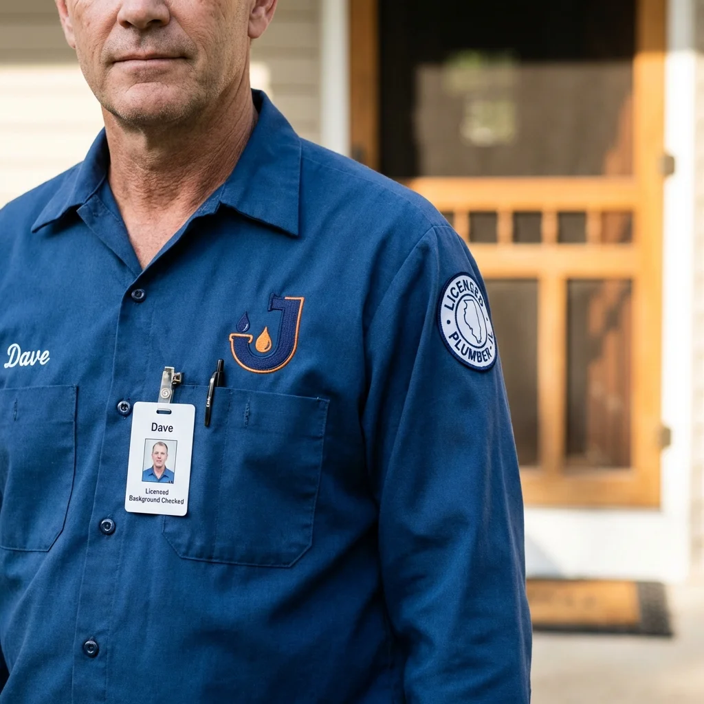 Licensed plumber showing ID badge in Skippack, PA
