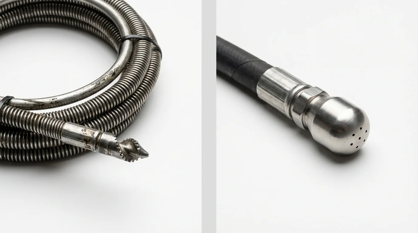 Drain snake cable and hydro jetting nozzle used for drain cleaning in Skippack, PA
